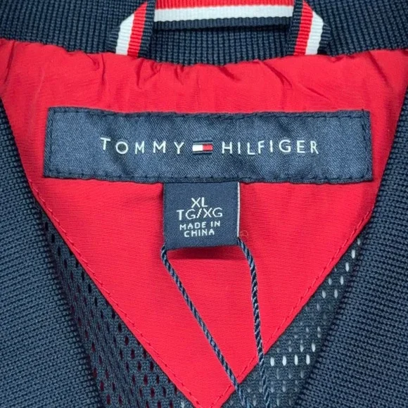 Tommy Hilfiger Mens Colorblock Bomber Jacket Red White Navy J9AJ0451 XL NWT